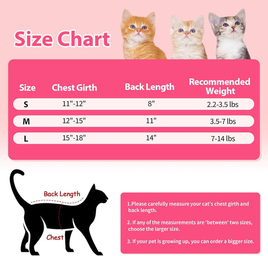 2 PCS Cat Recovery Suit for Spay, Abdominal Wounds, E-Collar Alternative (Medium)