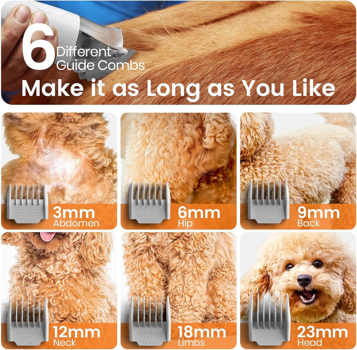 oneisall Dog Grooming Vacuum Kit, 7 Tools with Clipper & Nail Grinder, 1.5L Dust Cup (Blue)