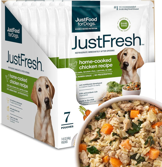 JustFoodForDogs JustFresh Chicken Wet Dog Food, Human-Grade, 12 oz (7-Pack)